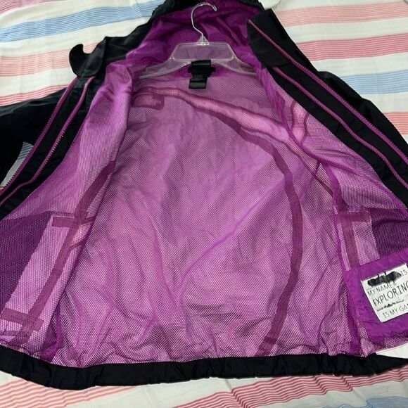 Girls Hooded Black/White North Face Hyvent rain waterproof Parka coat jacket M - Picture 6 of 9